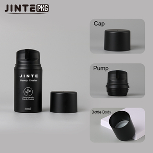 Vente en gros de bouteilles de pompe airless rondes noires mates de luxe 30ml 50ml 100ml 150ml emballage de lotion cosmétique PP avec bouchons - Product Image 3