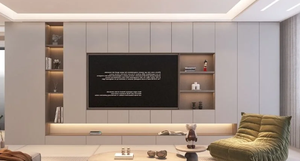 2025 Offre Spéciale de Style moderne lumière de luxe en bois massif meuble TV stockage de fond de mur complet meubles de salon intégrés - Product Image 2