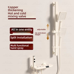 Système de <span class=keywords><strong>douche</strong></span> numérique Wayon moderne blanc crème avec touches de piano <span class=keywords><strong>et</strong></span> étagère de rangement - Product Image 3