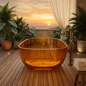 <span class=keywords><strong>Baignoire</strong></span> autoportante moderne de luxe en résine transparente, forme ovale colorée, pour projet de salle de bain d'hôtel - Product Image 5