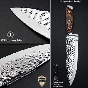 Conjunto de Facas de Cozinha 3CR13 Japonesas em Aço Inoxidável Damasco Gravado, Tipo Faca de Chef, com Bloco de Madeira de Acácia - Product Image 5
