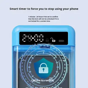 新発売！プラスチック製携帯電話自己管理ボックス 透明で持ち運び可能 時間管理機能付き スマホ依存症対策ボックス - Product Image 2