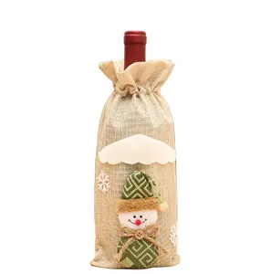 Noel hediyesi çanta Santa ren geyiği noel ağacı şarap şişesi kapakları giyinmek için şarap şişesi parti masa dekorasyon