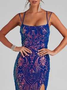 Vestido de noche largo con lentejuelas y hombros descubiertos, estilo europeo y americano, con elegante abertura para banquetes y fiestas de mujer. - Product Image 4