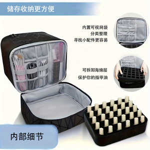 Quilted Double Layer Cosmetic Case Black <b>Makeup</b> <b>Bag</b> <b>With</b> <b>Mirror</b> Portable Toiletry Organizer - Product Image 4