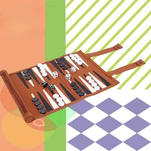 Tùy chỉnh cuộn lên backgammon đặt 37x25cm cao cấp sợi nhỏ da cho giải trí và giải trí