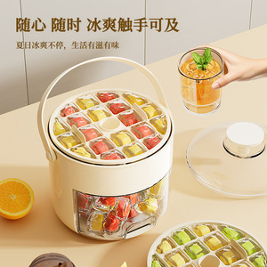 Double Layer Ice Cube Mold Creamy White Plastic With Lid And Handle For Refrigerator Storage - Product Image 5