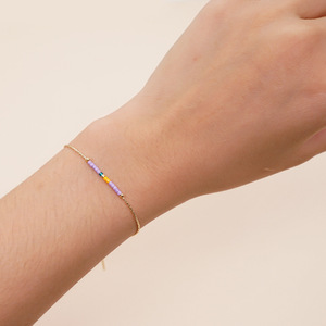 일본 수입 미유키 비즈 팔찌 레인보우 컬러 모스 코드 고급 보석 팔찌 여자 - Product Image 3