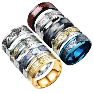 jewelry stainless steel dragon fashion men's wholesale glue drop ring