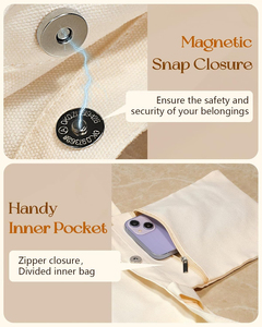 Bolsa De <span class=keywords><strong>Lona</strong></span> Con Cremallera De gran capacidad, bolso personalizado con estampado De letras, bolso De mano De algodón De <span class=keywords><strong>lona</strong></span> para compras de comestibles a la moda - Product Image 2