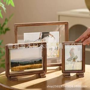 Wooden Double Sided Transparent Photo <b>Frame</b> Rectangle Handmade For Study Entryway Display - Product Image 3
