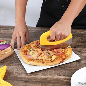 Pizza Cutter with Cover Stainless Steel Food Chopper Pizza <b>Slicing</b> Herb Cheese Knife Cutter Manual Pizza Cutting Kitchen Tool - Product Image 4