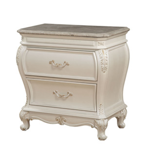Comodino Chantelle con finitura bianco perla e piano in granito - Product Image 3