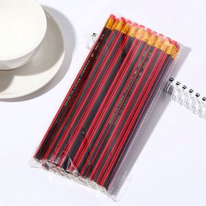 Crayon en bois hexagonal personnalisé avec logo, norme HB, avec gomme, pour la promotion scolaire - Product Image 3