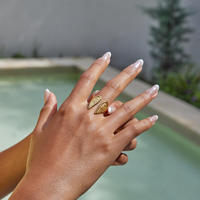 Bague ouverte ajustable en acier inoxydable plaqué or 18 carats, motif aile d'ange, design de niche tendance, étanche, pour femme