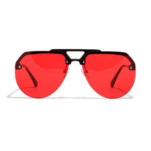 Trendy Unisex <strong>Sunglasses</strong> for Women and Men Red Pilot <strong>Aviation</strong> <strong>Style</strong> Semi-Rimless with Gold Frame UV400 PC Metal CE 30g - Product Image 3