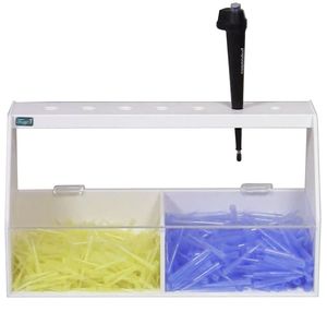 4-Vị Trí Phòng Thí Nghiệm Pipet Chủ Trắng Lucite Xử Lý Chất Lỏng Pipettes Hiển Thị Đứng Với Dùng Một Lần Lời Khuyên Bin - Product Image 4
