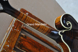 Mandolina de Lujo Personalizada de Primera Calidad, Octava F, Fondo y Laterales de Arce Flameado Sólido 3A, Puente y Diapasón de Ébano - Product Image 4