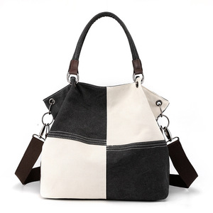 Casual Women's Canvas <b>Bag</b> Stylish Versatile Handbag 2025 Trendy New Arrival Color-Block <b>Patchwork</b> Shoulder <b>Bag</b> - Product Image 3