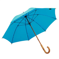 Parapluie publicitaire personnalisé en bois massif avec poignée en bois et manche en bois ouverts à la main