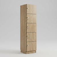 Casier de vestiaire Brikley en HPL imitation bois, ignifuge, avec serrure électronique pour centre de fitness et spa