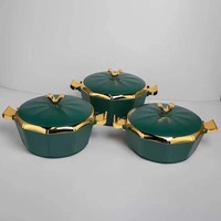 3-teiliges Set 2L 2,5L 3L Hochwertiger Geometrischer Speisenwärmer Isolierter Warmhaltebehälter Luxuriöser V-Knopf Servierschüssel-Set