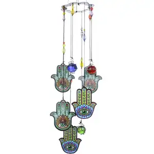 Hamsa Hand Metalen Wind Klokkenspel Buitenshuis Boze Oog Chakra Glas Kralen Windgong