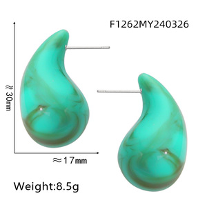 Multi Colors Resin <b>Studs</b> <b>Earrings</b> for Women | 18K PVD Gold Plated Stainless Steel | Waterproof, Hypoallergenic & Durable - Product Image 6