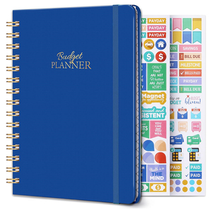 Carnet de planification budgétaire et financière avec reliure spirale double, poches et conception à ouverture plate – Organiseur personnel des finances - Product Image 1