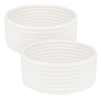 Paniers de rangement ronds en jacinthe d'eau blanche tressée, petits bacs organisateurs, lot de 2 pour la chambre d'enfant et l'étagère de la salle de bain