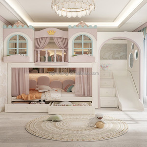 Cama Litera Infantil con Escaleras Estilo <span class=keywords><strong>Castillo</strong></span> Creativo, Diseño Personalizado JS, <span class=keywords><strong>para</strong></span> <span class=keywords><strong>Niñas</strong></span> - Product Image 1