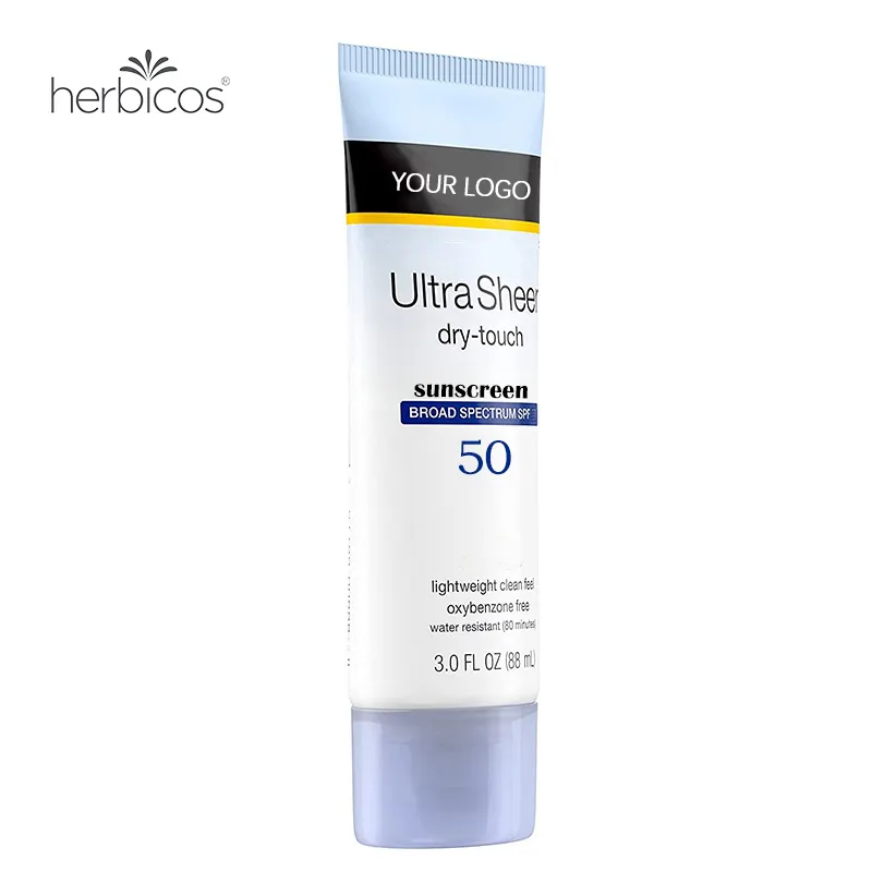 เฮอร์บิโคส์ครีมกันแดด SPF50 + PA +++ แบบกว้างสำหรับสัมผัสแห้งเป็นพิเศษมีตราสินค้าเฉพาะ