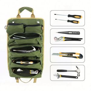 Portable Electrician <b>Tool</b> Kit with Convenient Waist Bag New <b>Roll</b> Design Waterproof Oxford Canvas Iron PU Polyester Car Hardware - Product Image 4