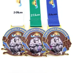 Wholesale Custom Medals Zinc Alloy 3d Marathon Running Medal With Ribbon