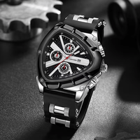 Montre à quartz pour homme noire créative, élégante, sportive, grand cadran triangulaire, chronographe, montre-bracelet, Relogio Masculino