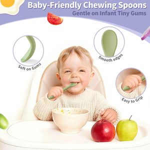 Cucharas de Silicona para Bebés Libres de BPA, Cucharas de Entrenamiento para Bebés de Grado Alimenticio, Suaves, para la Alimentación Dirigida por el Bebé (<span class=keywords><strong>BLW</strong></span>), Utensilios de Alimentación para Bebés en Fase Inicial - Product Image 2