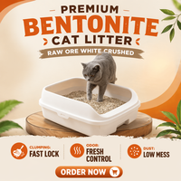 OEM Pasir Kucing Bentonit Putih Rendah Debu, Penggumpalan Kuat, Pengendalian Bau, Penyerapan Cepat, Tanah Liat Alami untuk Penggunaan Multi Kucing