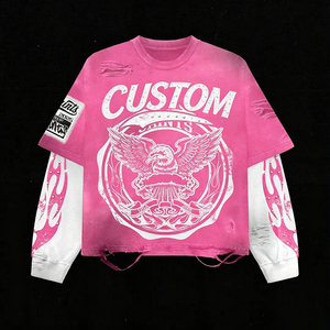 Camiseta de manga larga para <span class=keywords><strong>hombre</strong></span>, personalizada, de 300GSM, de corte holgado y estilo retro urbano, con lavado ácido y efecto desgastado - Product Image 1