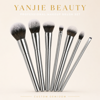 Nouvel ensemble de pinceaux de maquillage professionnels, pinceaux de maquillage avec manche en aluminium argenté, pinceaux cosmétiques pour fond de teint, anticernes, poudre, visage