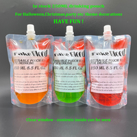 Vente en gros de sacs d'emballage de sang 250ML pour boissons Décoration de fête Halloween/Vampire/Infirmière Graduation/Zombie Party Spouted Pouch
