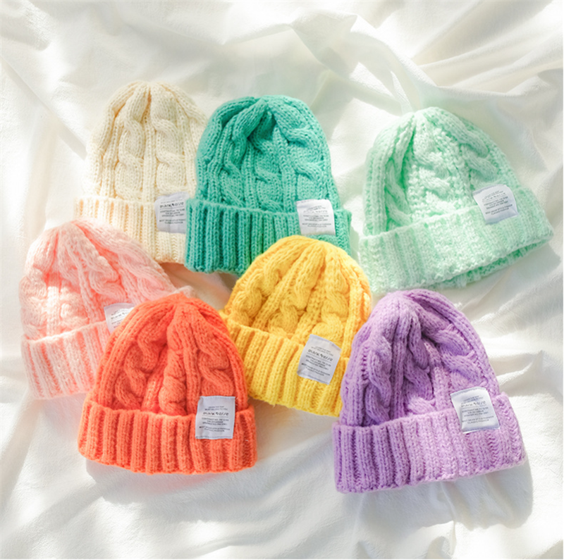 Зимнее Новое поступление, однотонная многоцветная Непринужденная вязаная шапка унисекс для взрослых