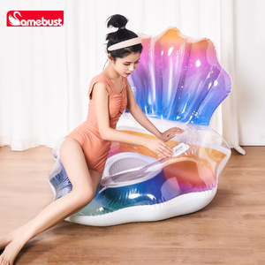 Samebust Seashell <b>Inflatable</b> Lounger Rainbow Color PVC <b>Floating</b> Seat For Pool Beach Relaxation - Product Image 3