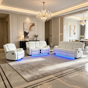 ชุดโซฟาหนัง PU ปรับเอนได้สไตล์โมเดิร์น พร้อมพนักพิงแบบ Tufted และที่วางแขนบุนวม สำหรับห้องนั่งเล่น - Product Image 6