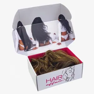 Extensão de cabelo personalizada, pacote de extensões de cabelo personalizado reciclado encomenda a caixa mailer para roupas de luxo caixa de presente de cosméticos