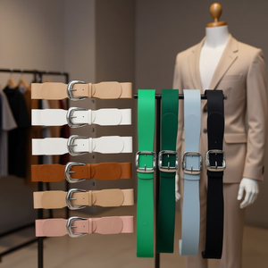 6Cm Square Buckle <b>Elastic</b> Waistband For Women And Men Fashion <b>Belts</b> With Silver Buckle Stretchable <b>Belt</b> In Multiple Colors - Product Image 2