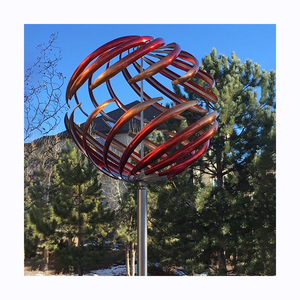 Adorno de jardín abstracto arte de Metal de acero inoxidable pulido en forma de corazón de viento escultura cinética para venta - Product Image 4