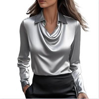Chemise à col en V pour femmes automne élégant rétro décontracté avec chemisier en tissu respirant en polyester à imprimé floral