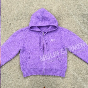 Nouveau design streetwear, sweat à capuche pour homme, pull en tricot d'hiver, sweat à capuche personnalisé à rayures, sweat en mohair moelleux - Product Image 2