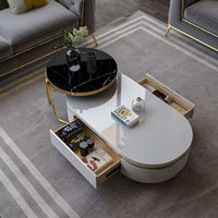 Table basse carrée convertible en acier de style minimaliste et luxueux italien, ensemble de tables basses modernes pour salon