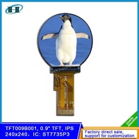 Layar TFT IPS Bulat 240x240 0.9 Inci 65K Warna Transmisif ST7735P3 25 Pin SPI TFT LCD